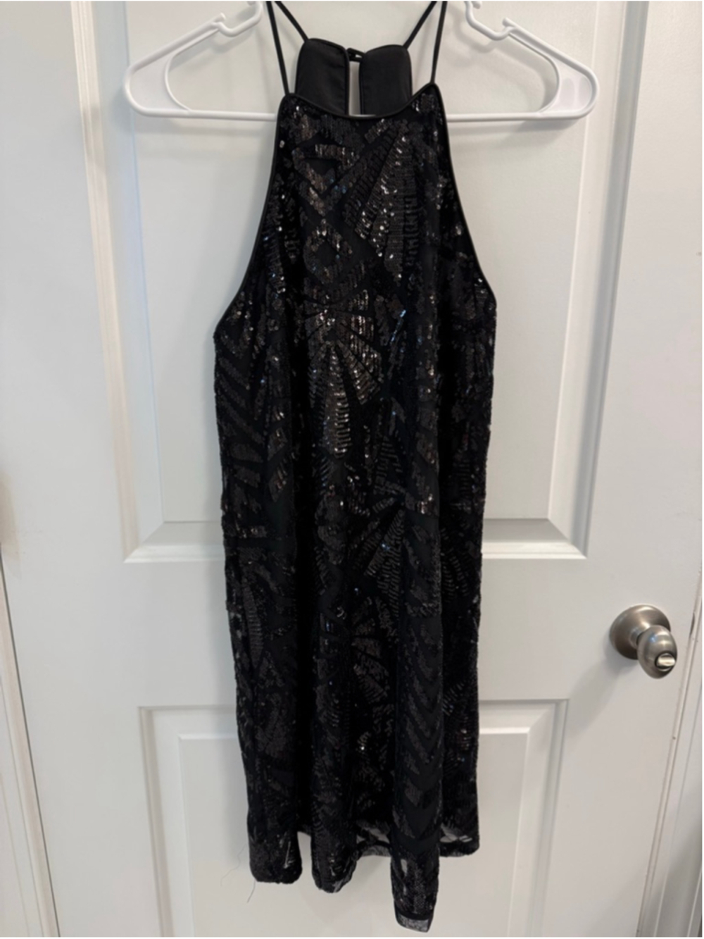 Women's EVERLY Black Sequin Halter Dress S